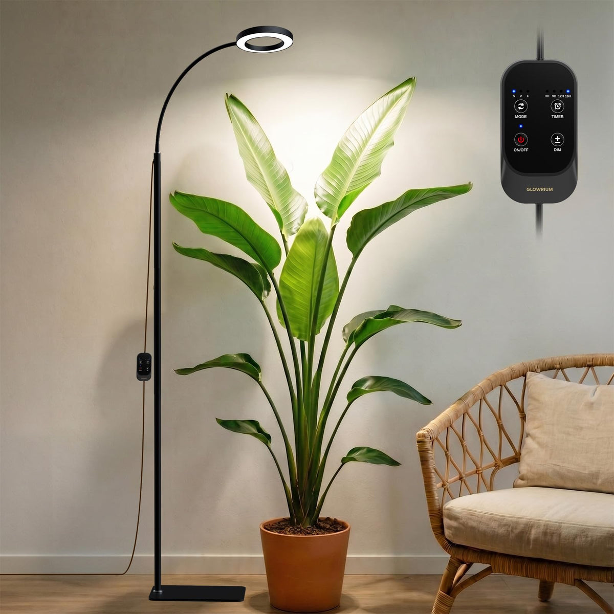 GLOWRIUM Grow Light front view with adjustable height