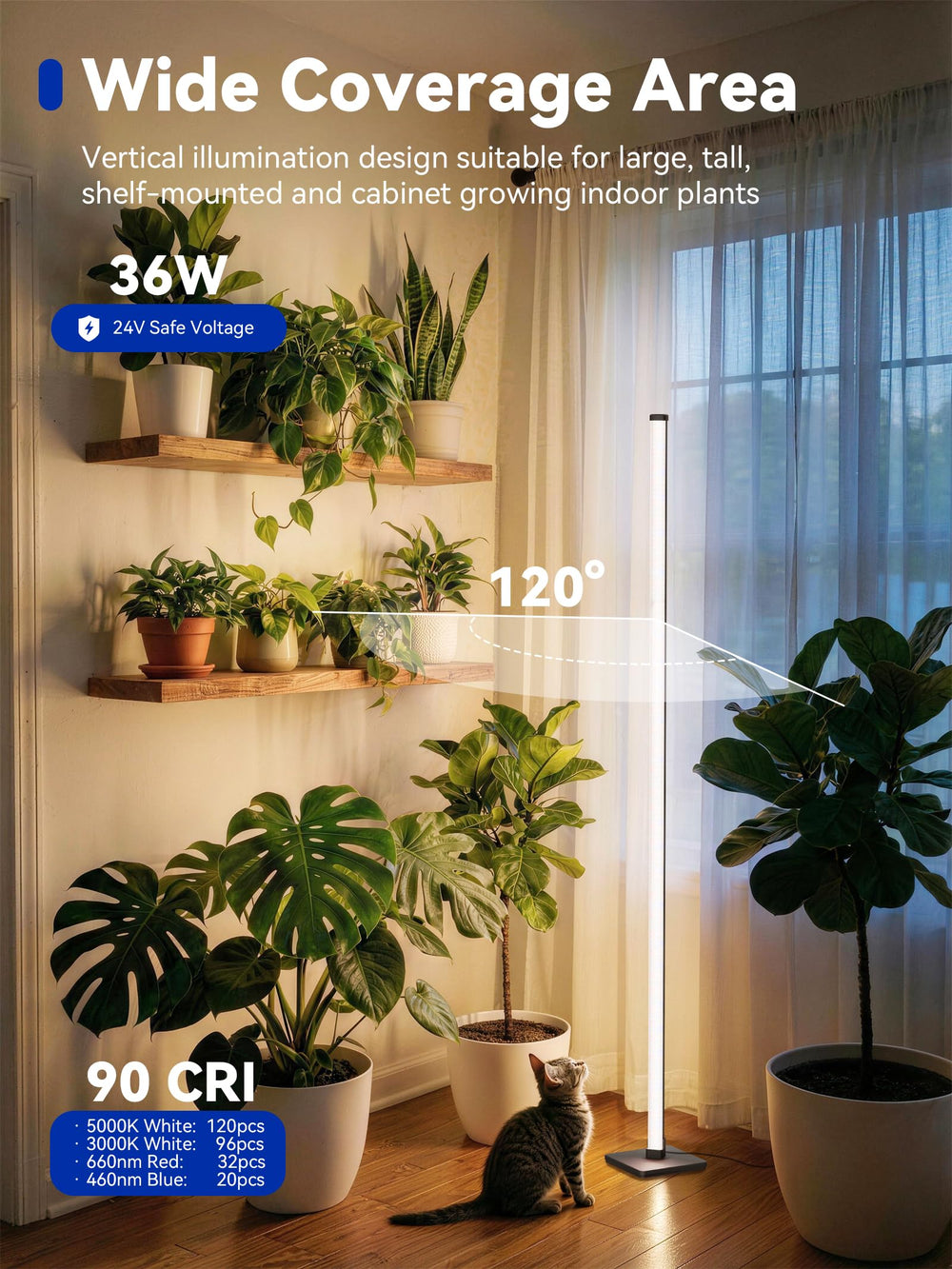 GLOWRIUM grow light installed next to a plant shelf