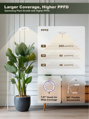 GLOWRIUM Tall Plant Grow Light in a home indoor garden setting