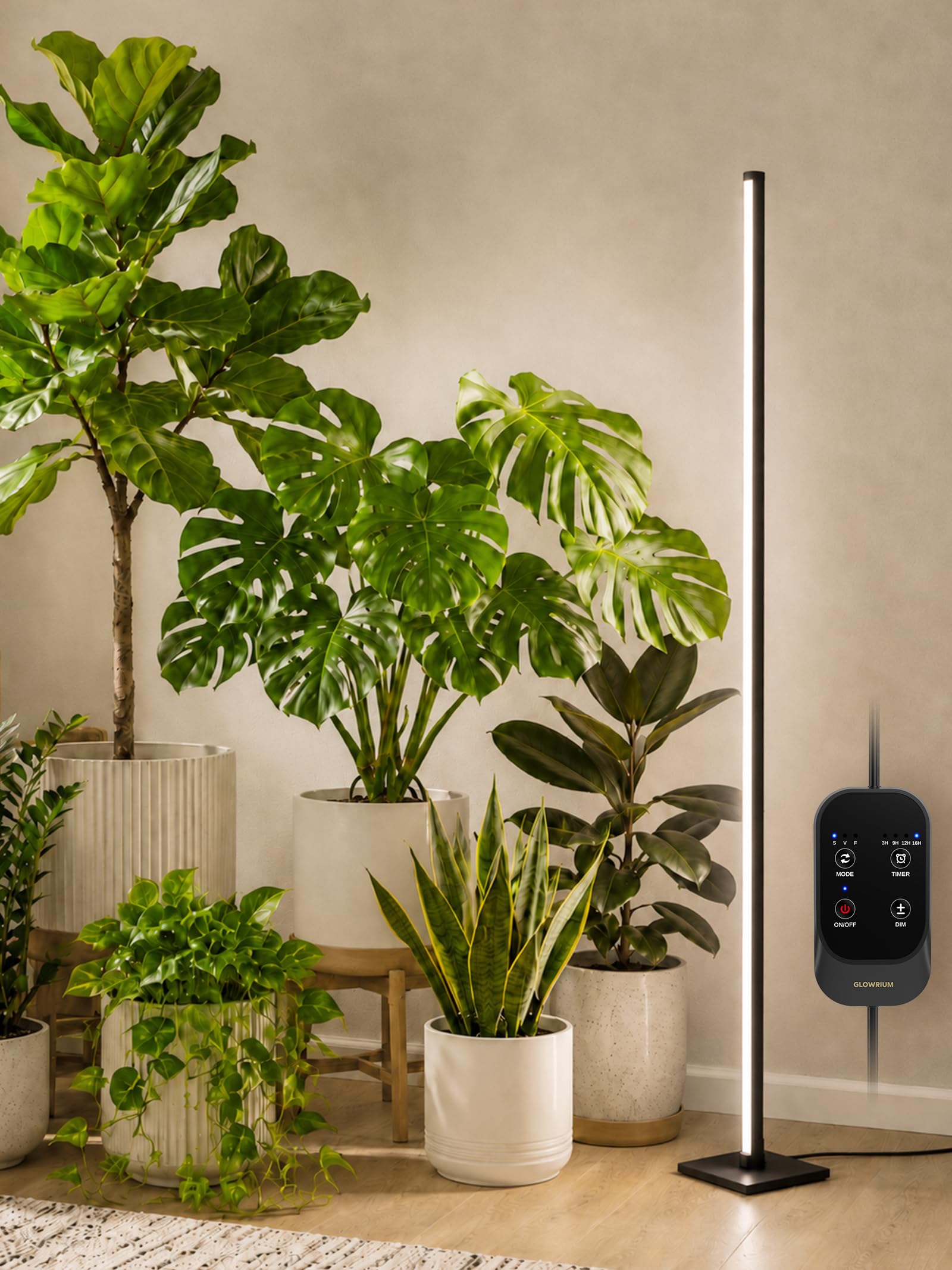GLOWRIUM Vertical Grow Light 60in standing lamp with black finish