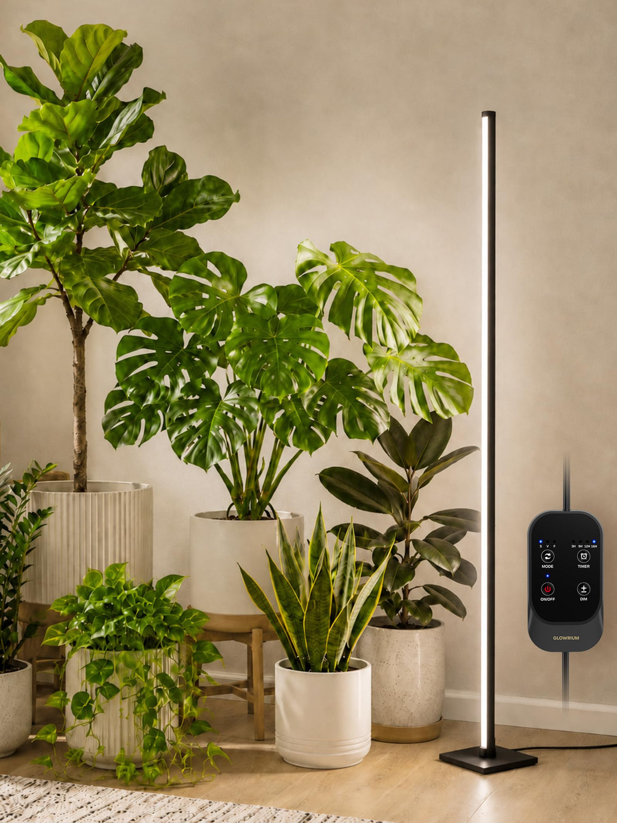 GLOWRIUM Vertical Grow Light 60in standing lamp with black finish