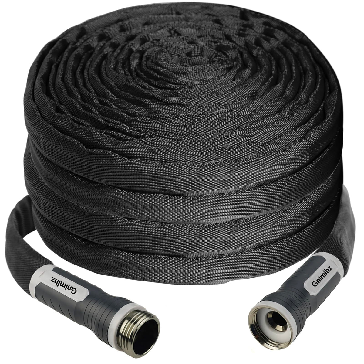 Gnimihz Garden Hose 50 ft black model with swivel handle