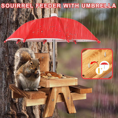 Gnodry Squirrel Feeder in a garden setting with squirrels
