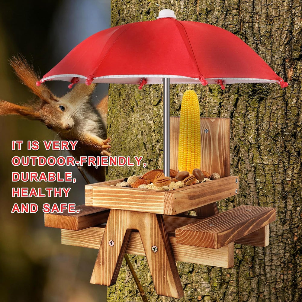 Gnodry Squirrel Feeder with corn cob in feeding position