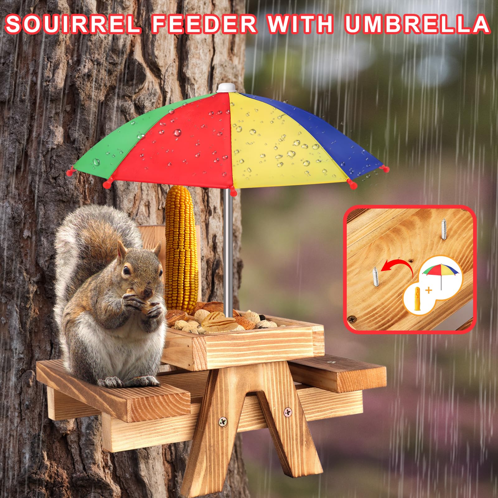 Gnodry Squirrel Feeder with Corn Cob in Use