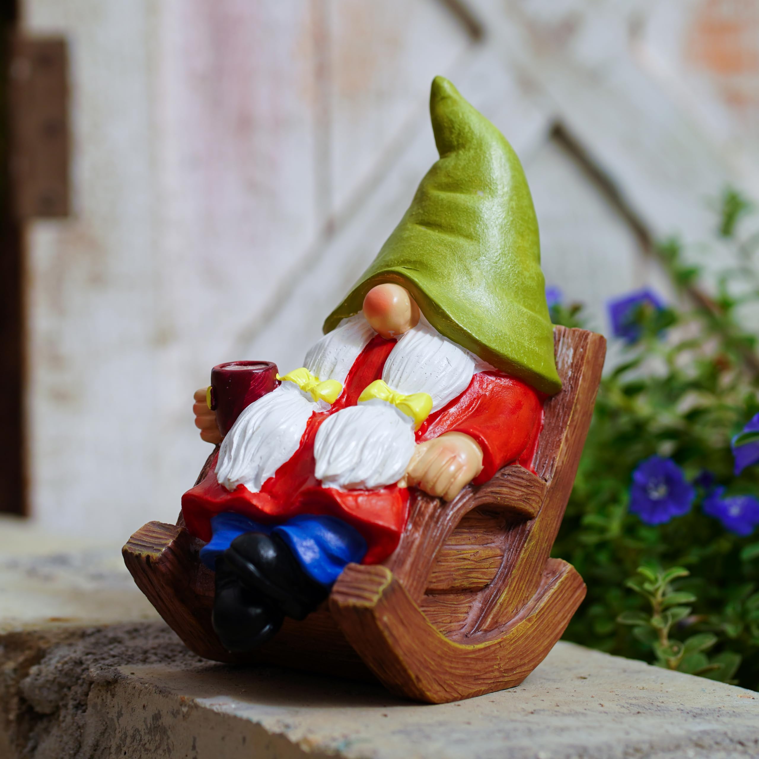 Gnome statue placed in a garden setting