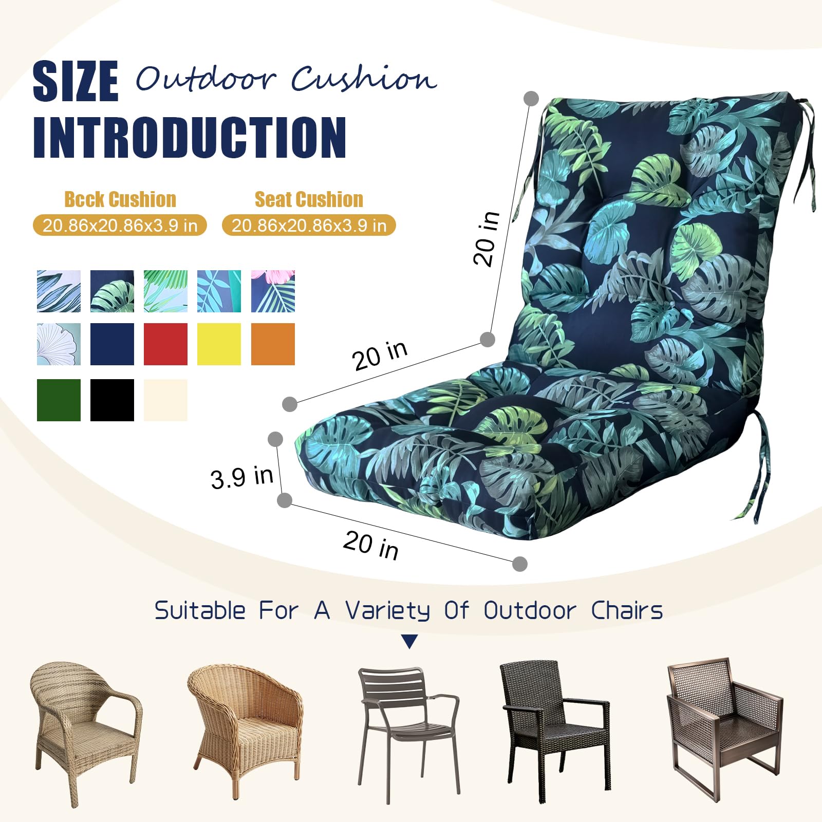 Gnostik Patio Chair Cushions Navy Floral in garden setting