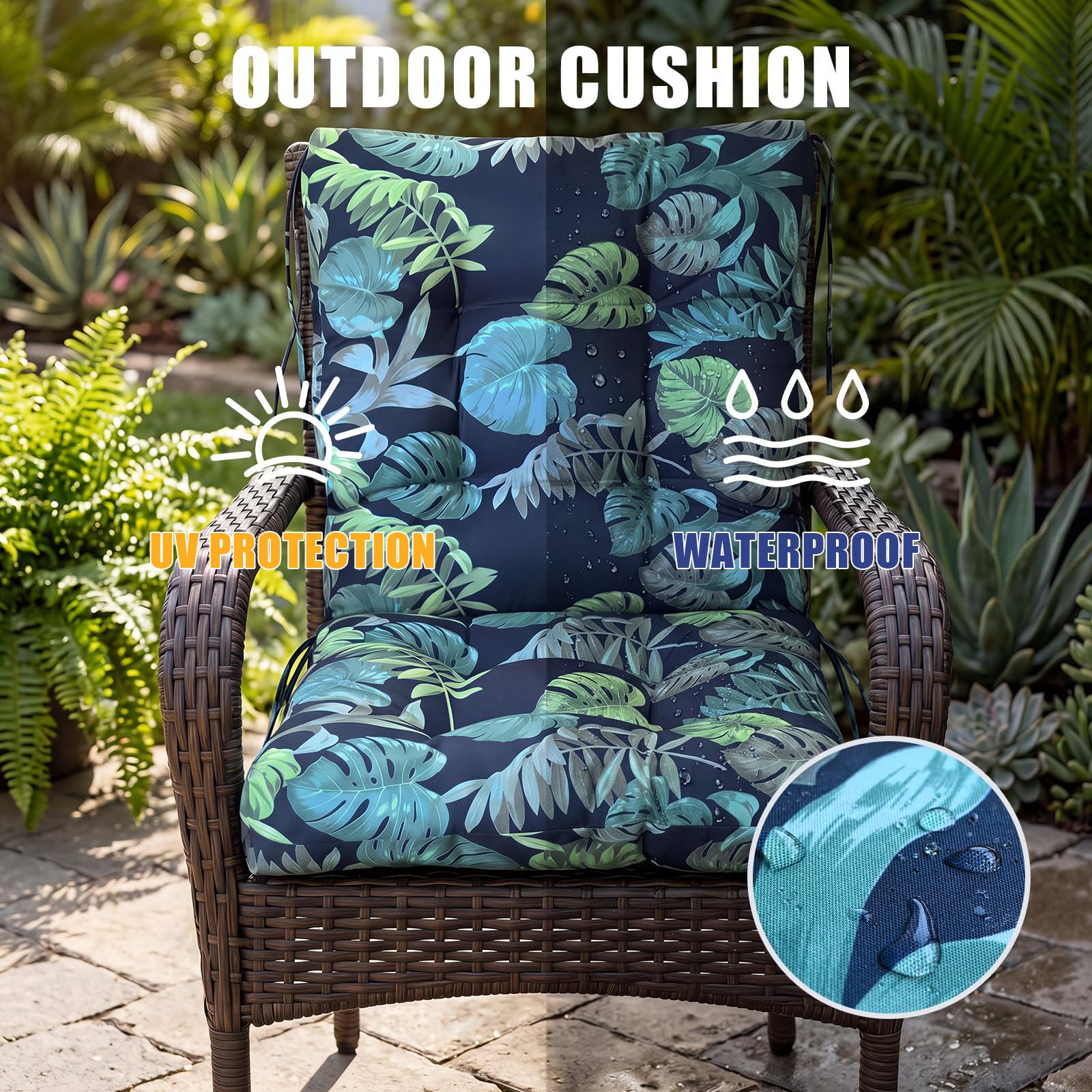 Gnostik Patio Chair Cushions Navy Floral on rocking chair