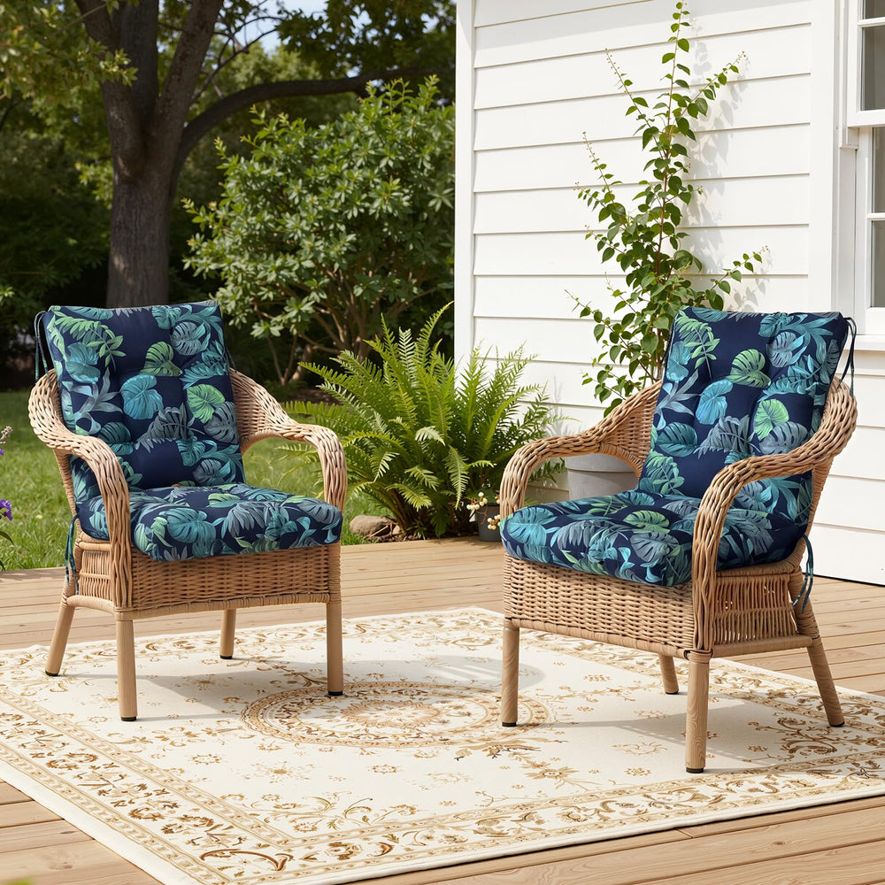 Gnostik Patio Chair Cushions Navy Floral with ties