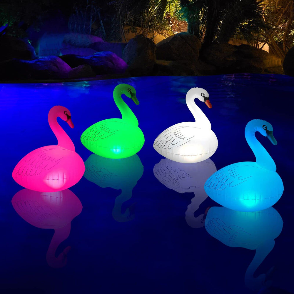 Goallim Swan Floating Pool Lights set of four in a pool