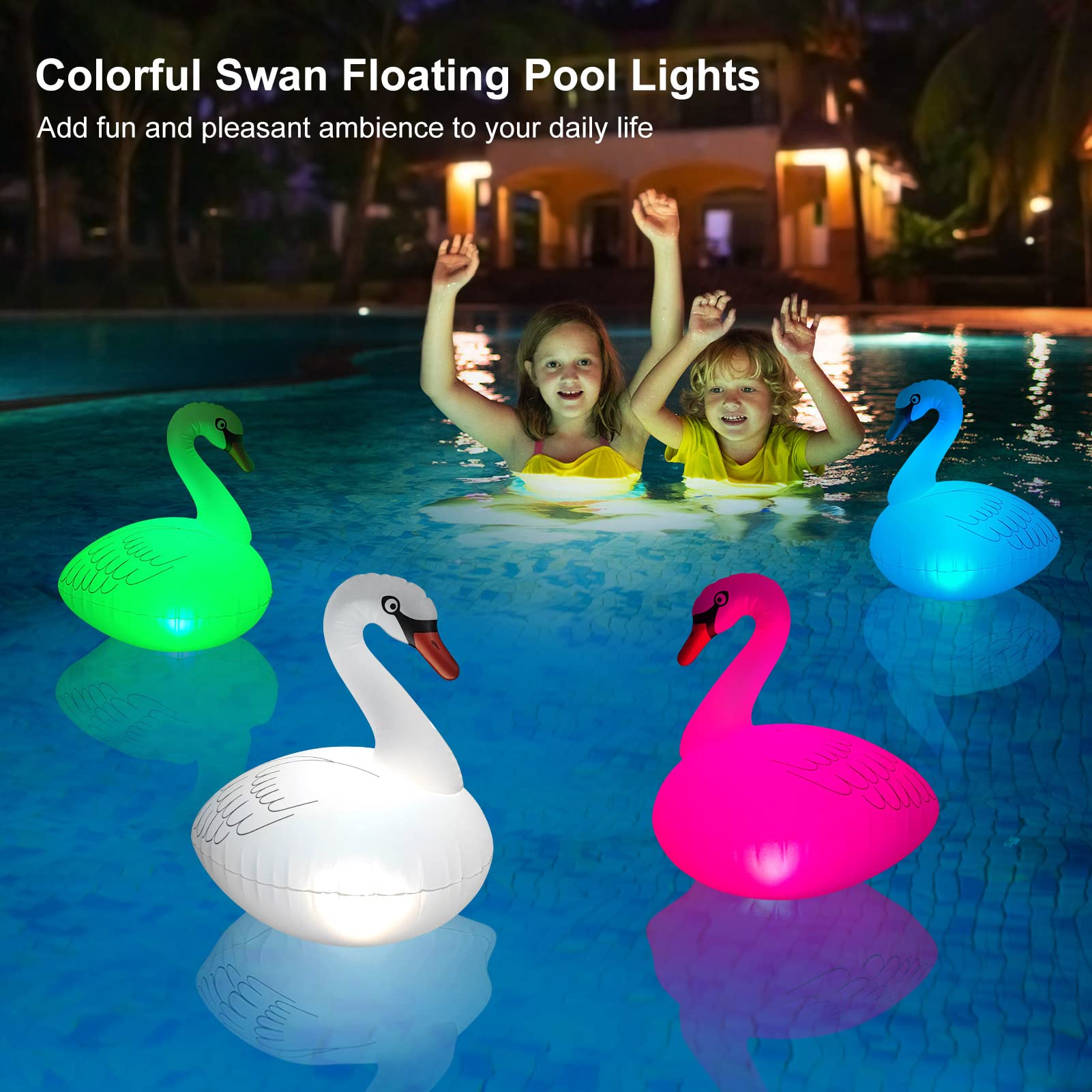 Goallim Swan Pool Light on patio during sunset