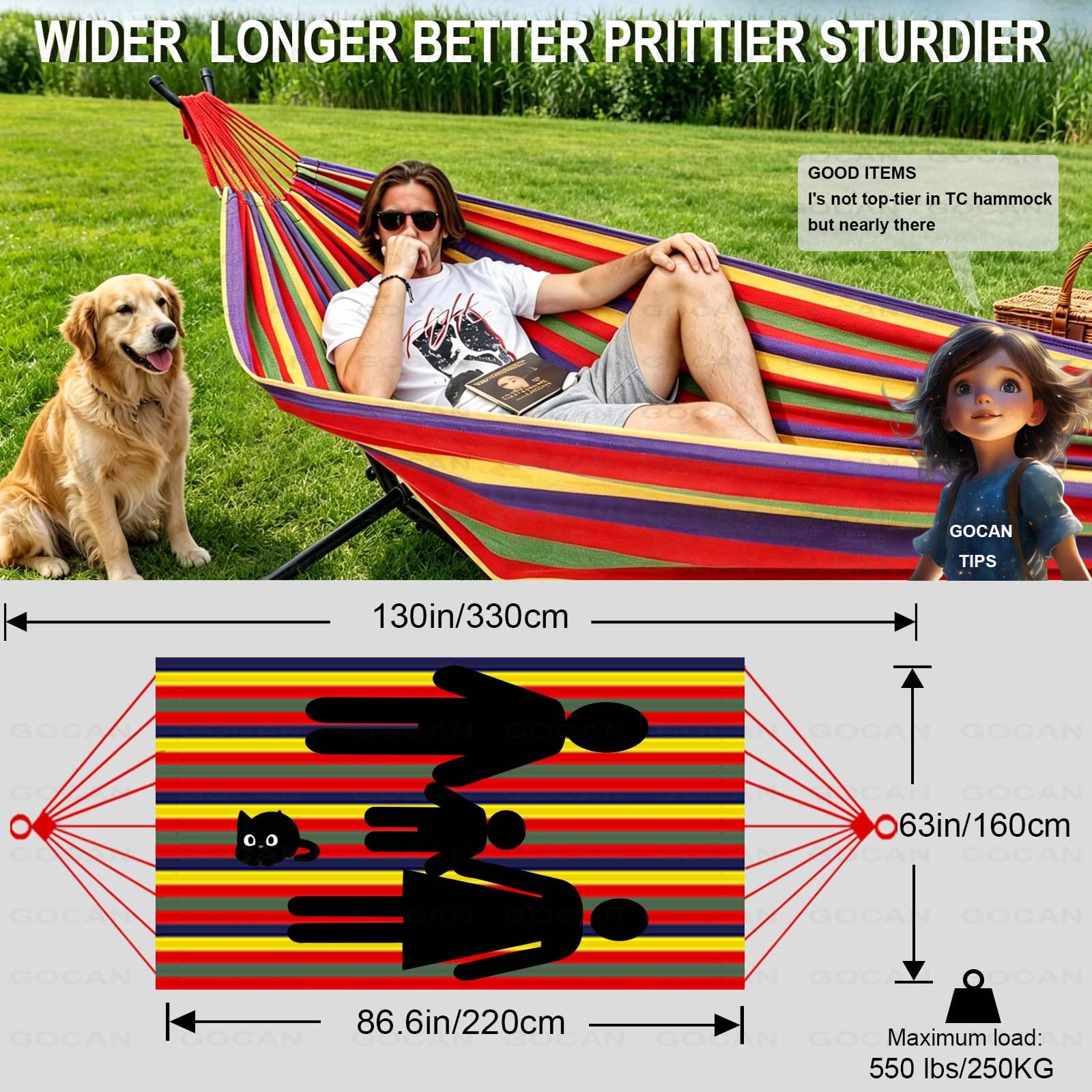 GOCAN Extra Large Double Hammock folded with carrying bag