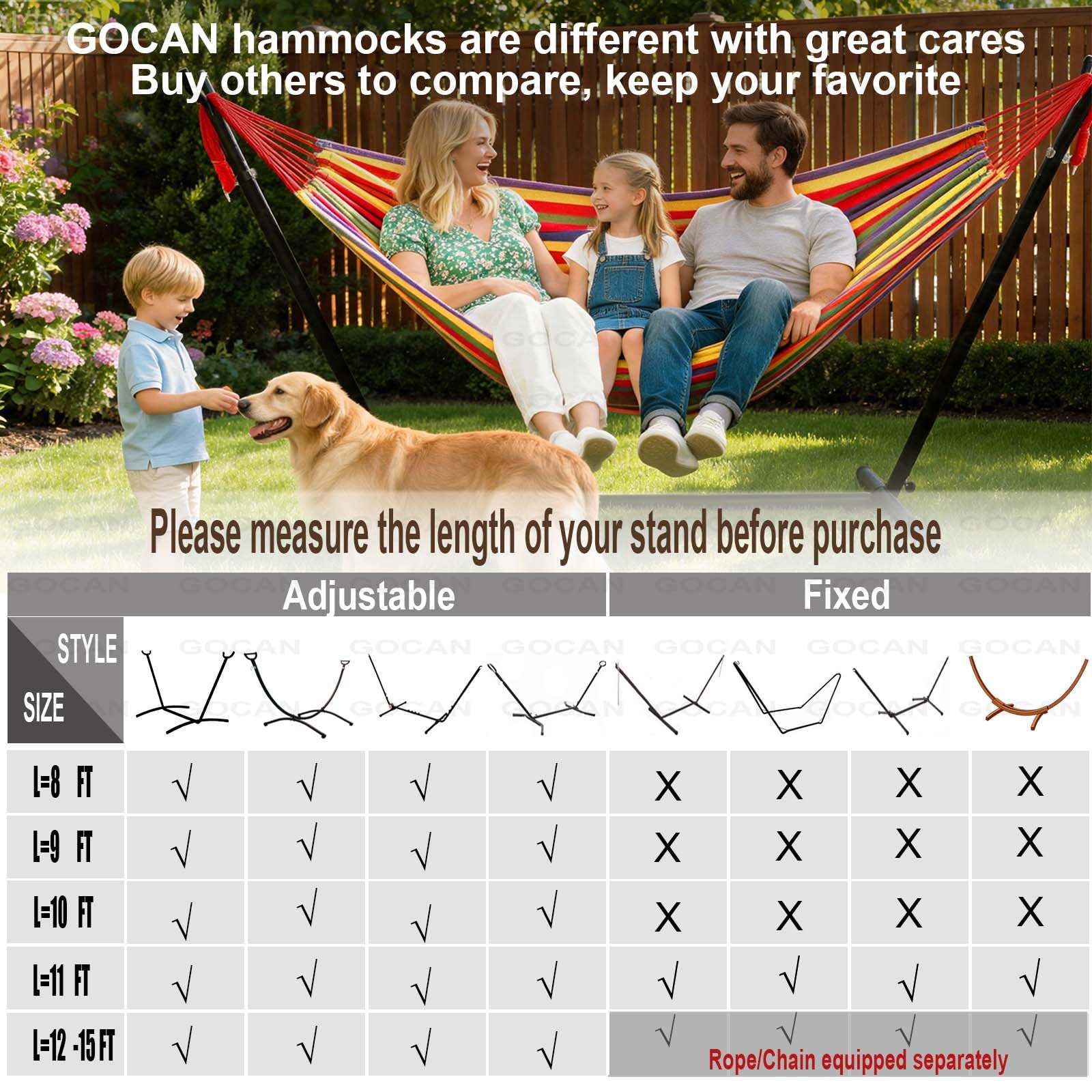GOCAN Extra Large Double Hammock in camping setup