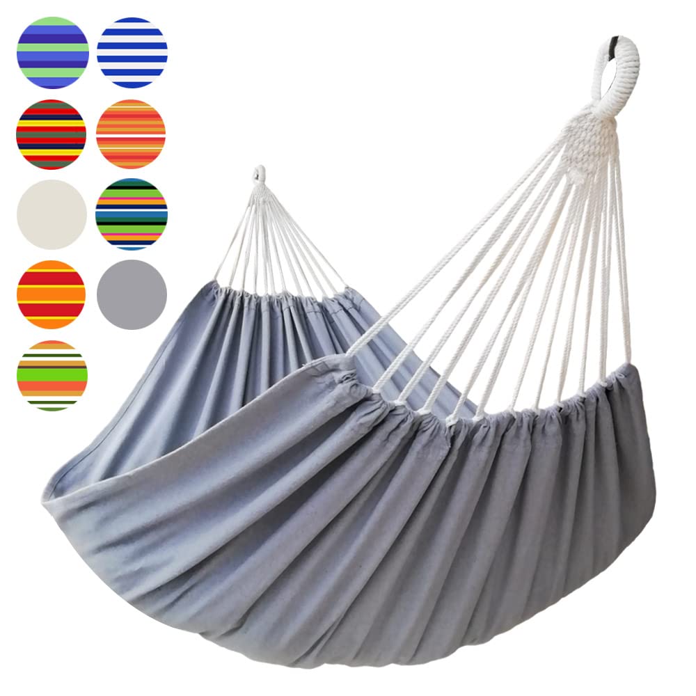 GOCAN Extra Large Double Hammock in light grey, front view
