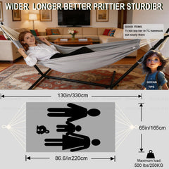GOCAN Extra Large Hammock with metal rings and knots