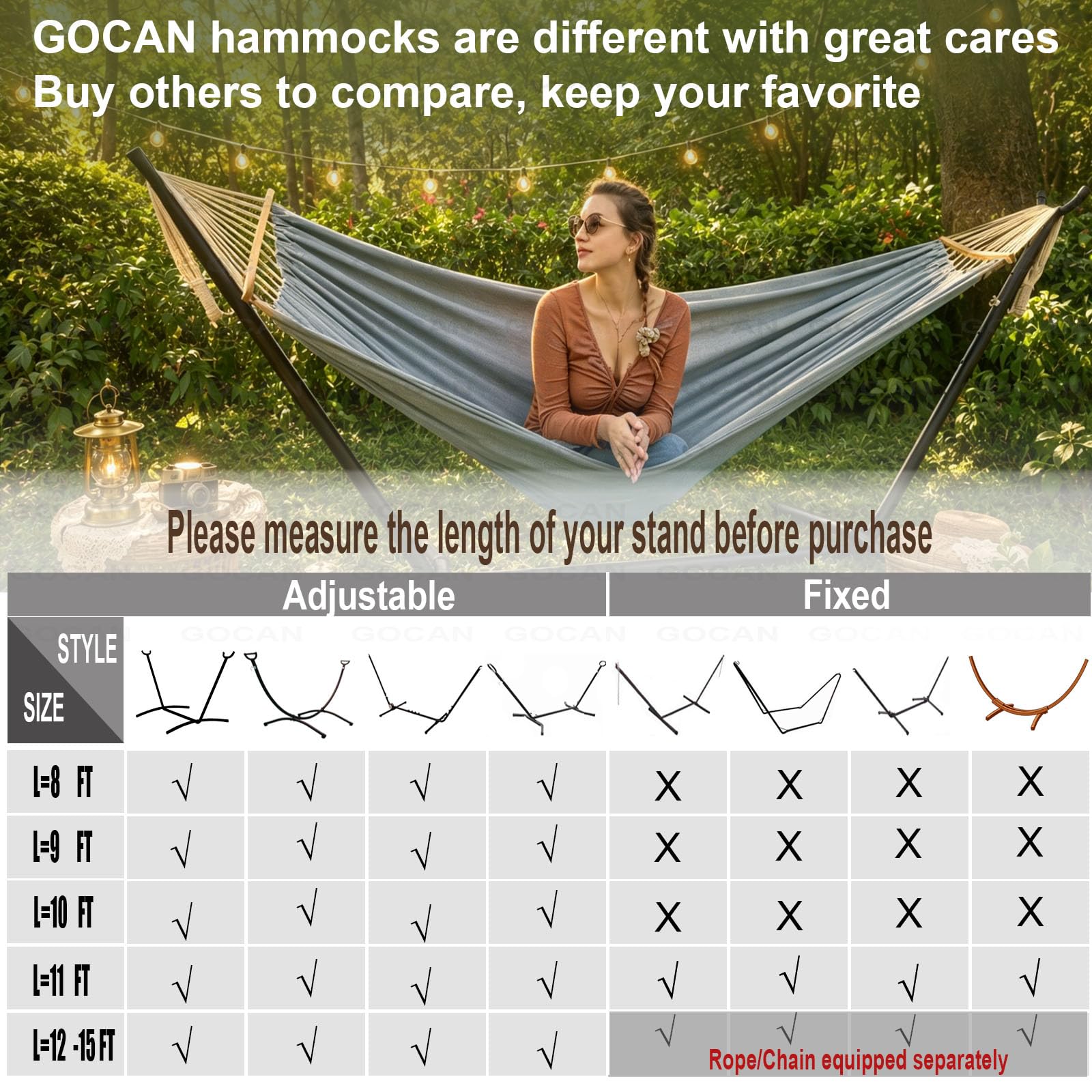 GOCAN hammock close-up of hand-knotted ends