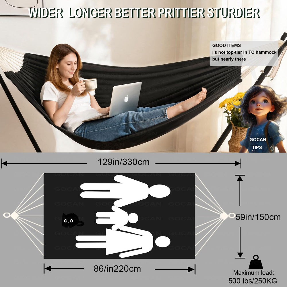 GOCAN hammock set up in a garden, lifestyle scene