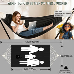 GOCAN hammock set up in a garden, lifestyle scene
