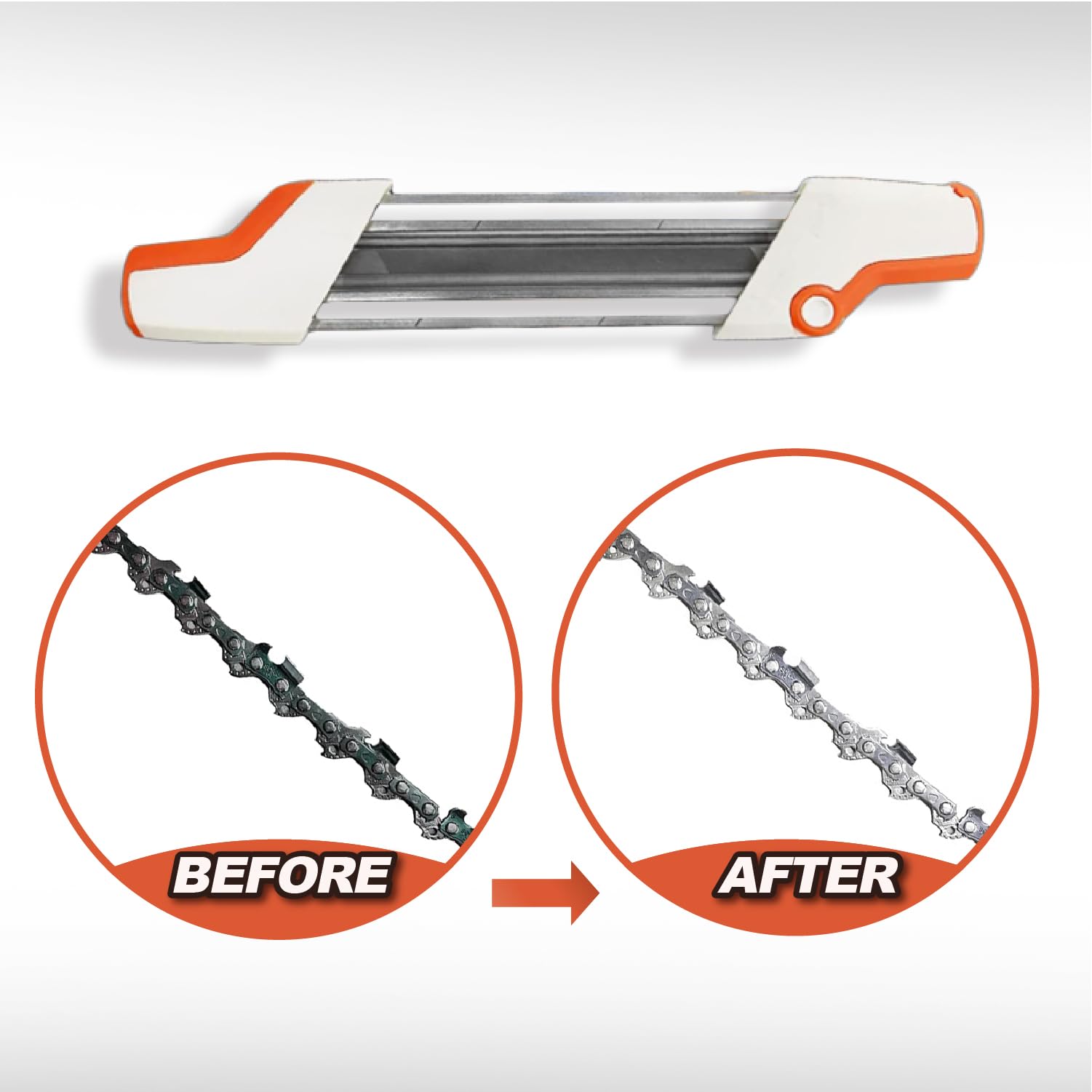 GoDrifting chainsaw sharpener with packaging, indicating quality and design