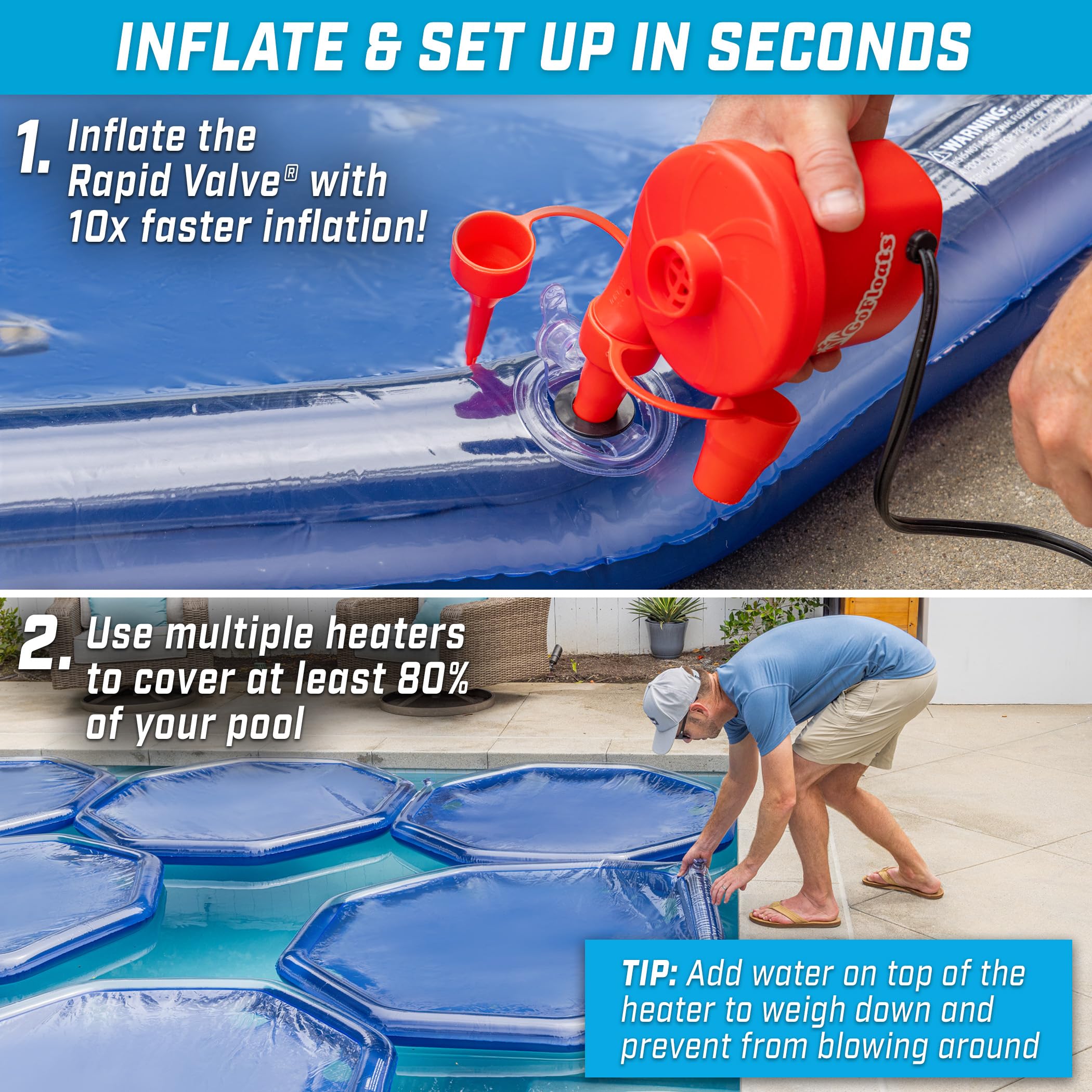 GoFloats Inflatable Solar Pool Heater packaging