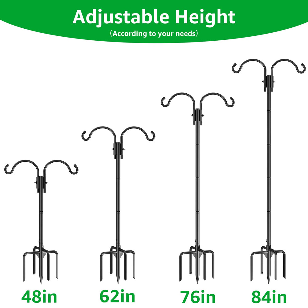 GOFORWILD Adjustable Shepherds Hook 84 Inch with bird feeder