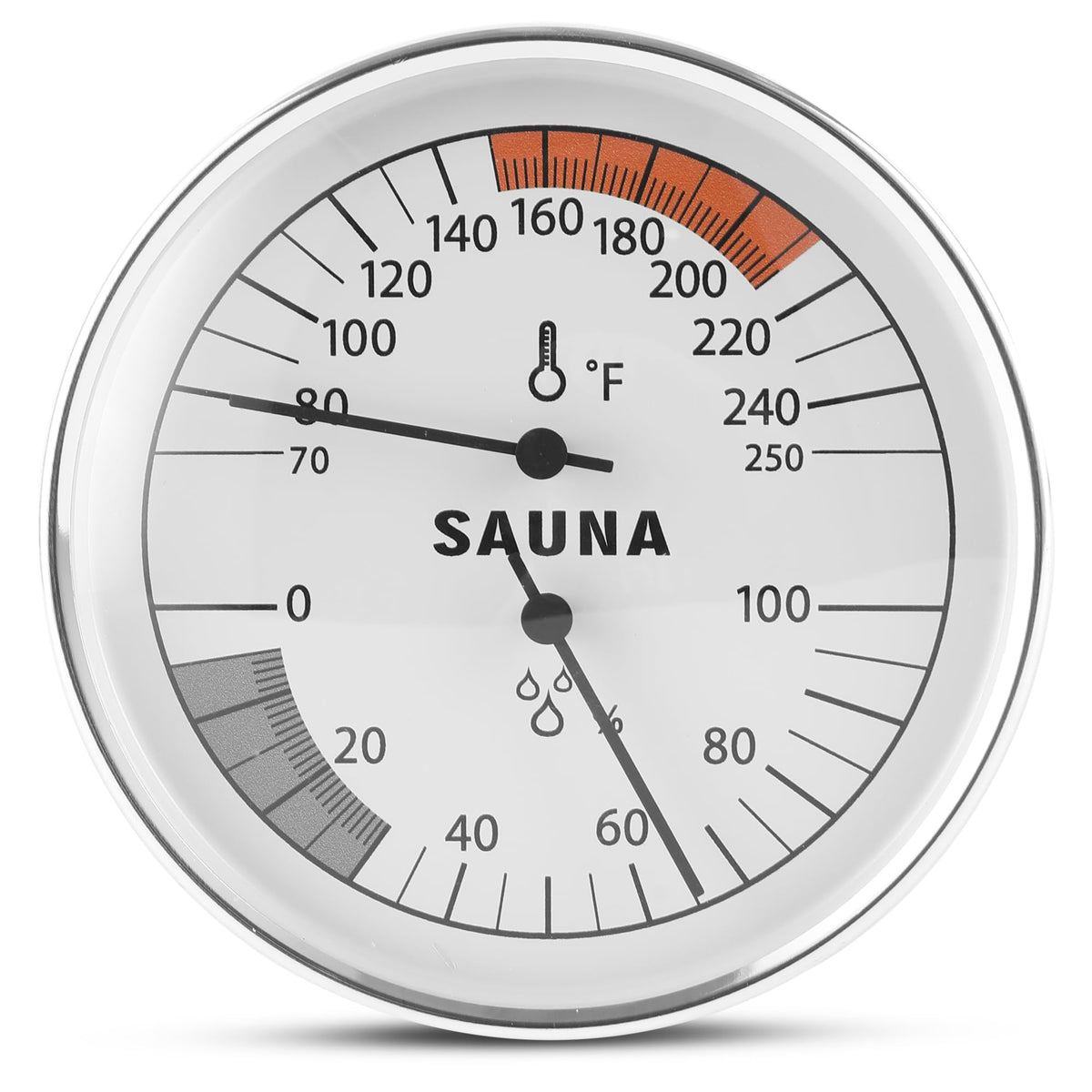 Golden Wave Sauna Thermometer and Hygrometer front view with 4-inch dial
