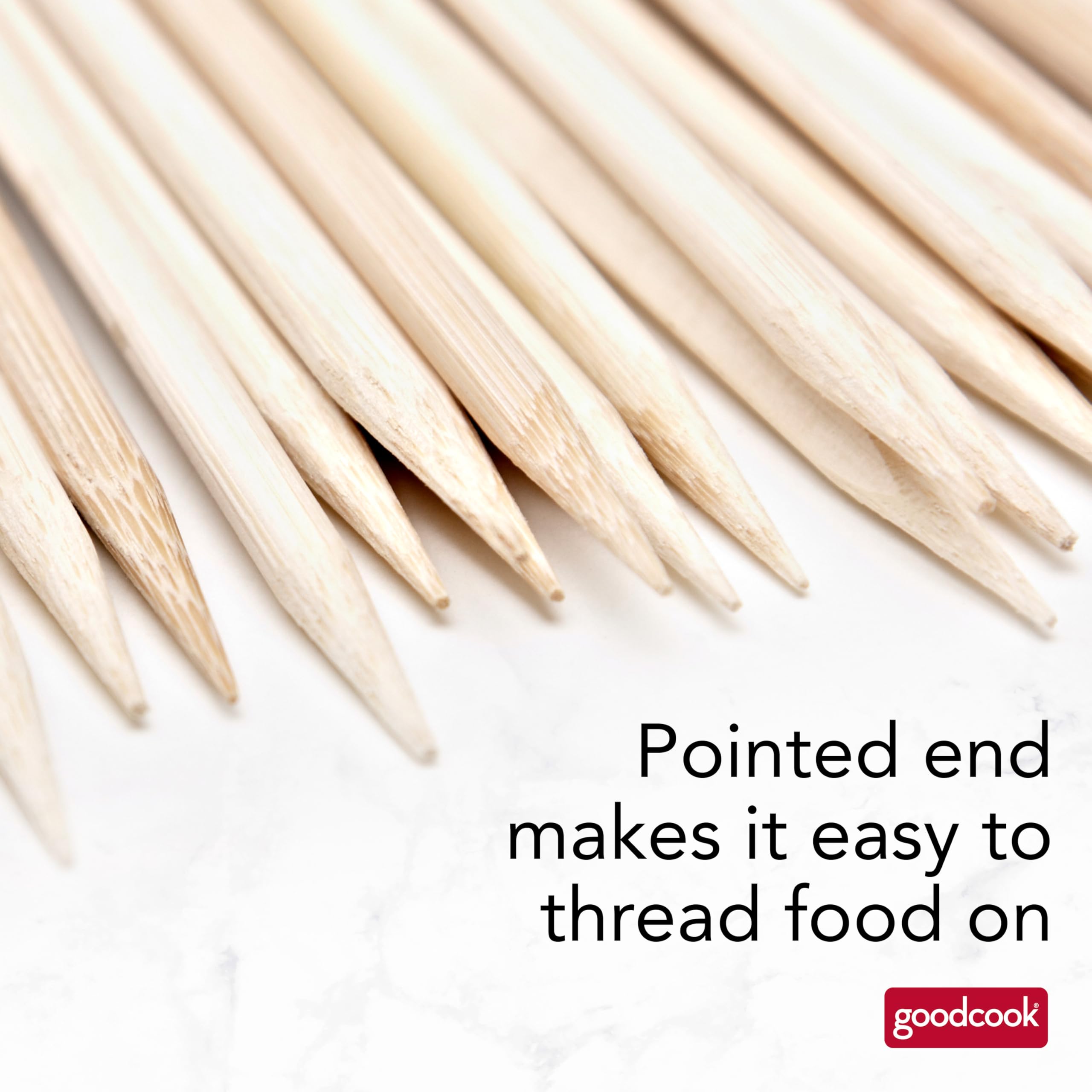 GoodCook bamboo skewers close-up showing single point end