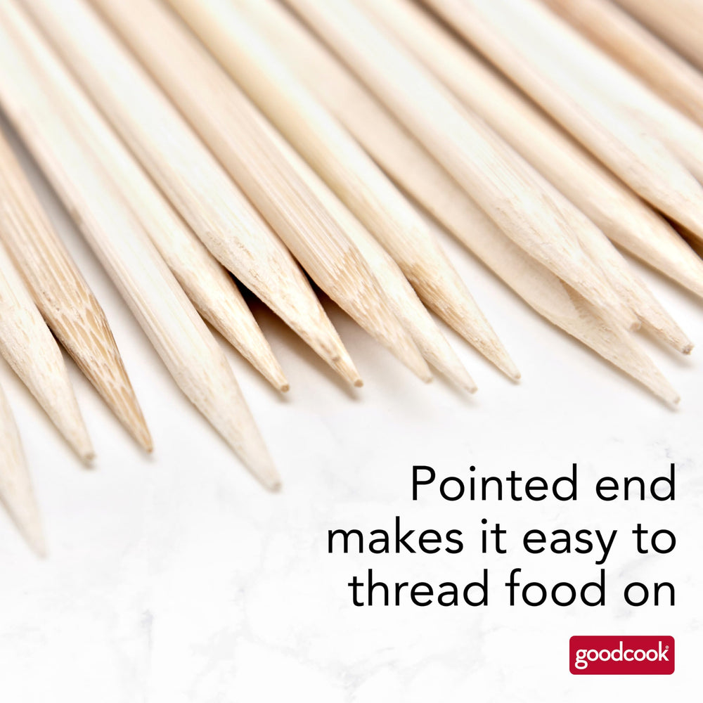 GoodCook bamboo skewers close-up showing single point end