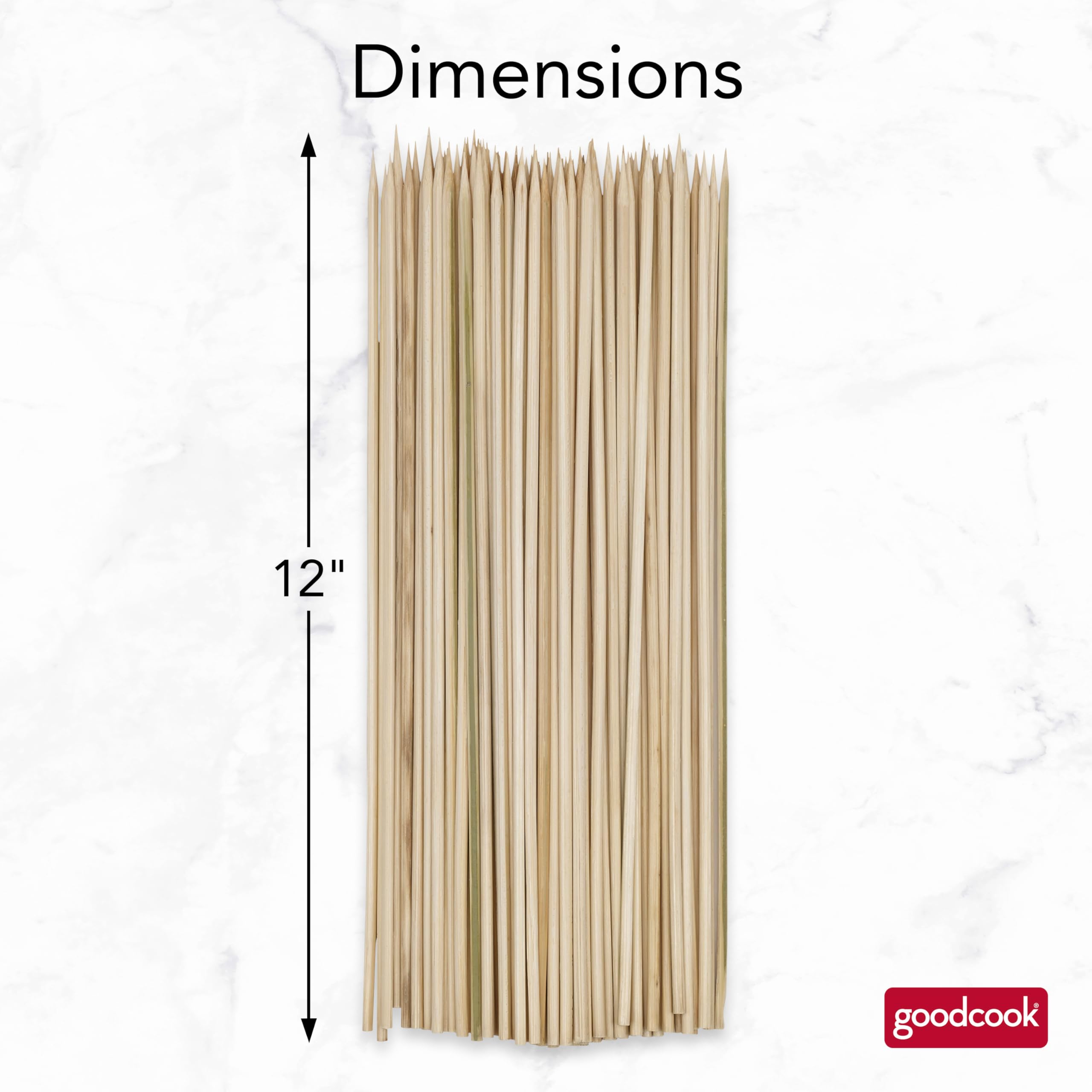 GoodCook bamboo skewers displayed on a wooden table