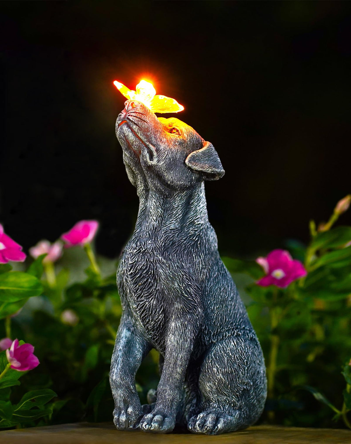 Goodeco Dog Statue with Solar Lights front view