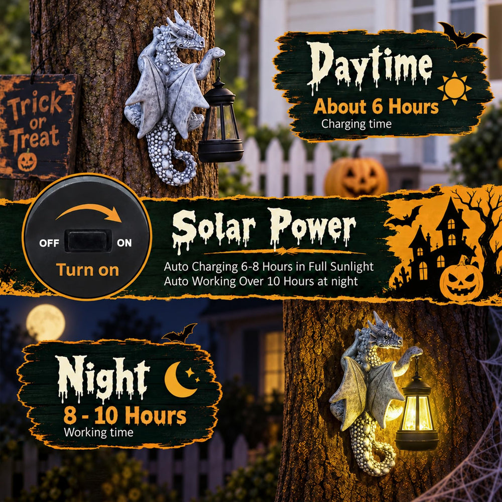 Goodeco Dragon Tree Hugger Solar Lantern with its solar panel