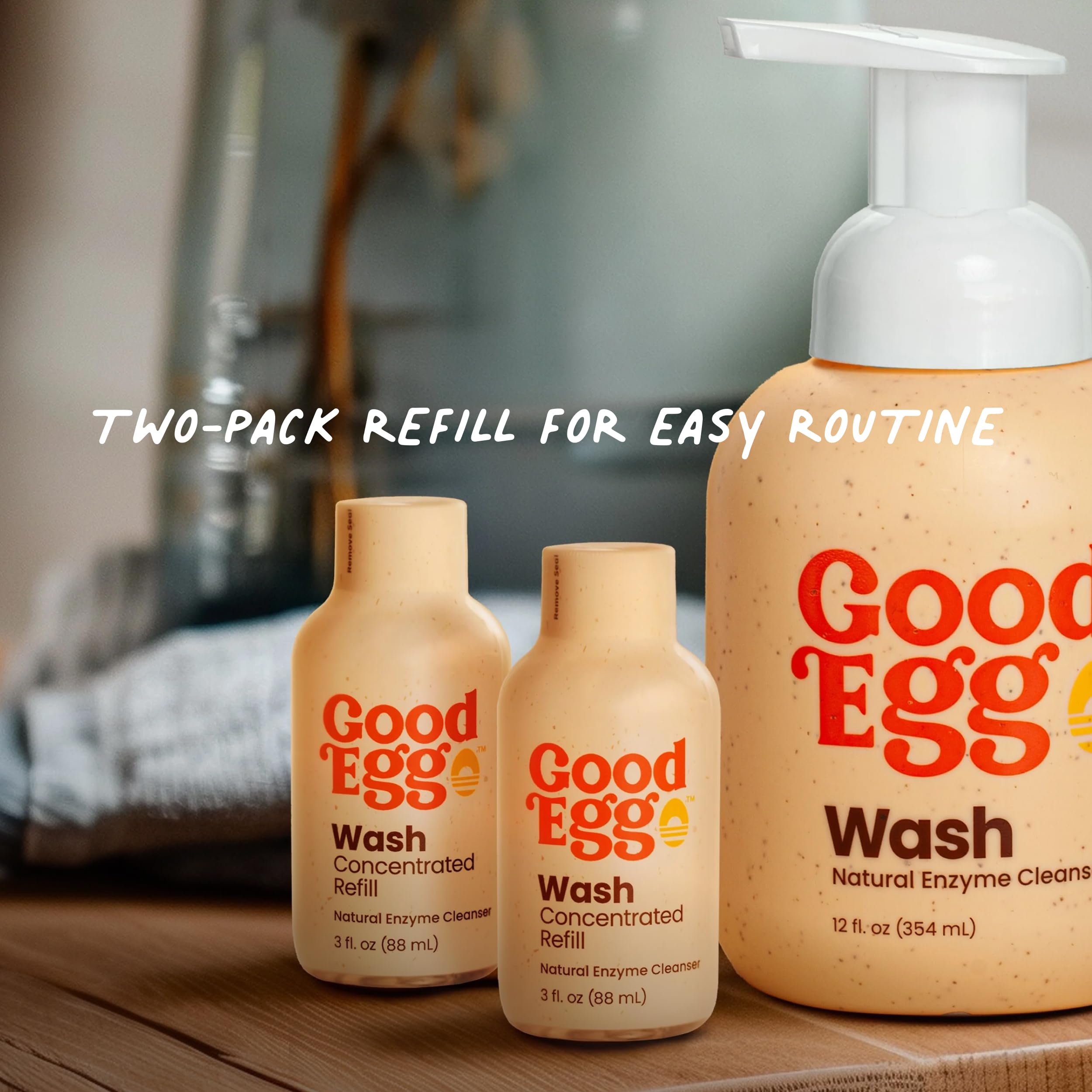 GoodEgg Enzyme Egg Wash Cleaning Solution bottle with foaming pump