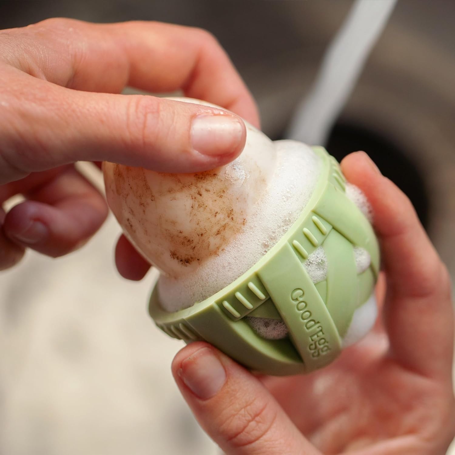 GoodEgg Enzyme Egg Wash Cleaning Solution label close-up