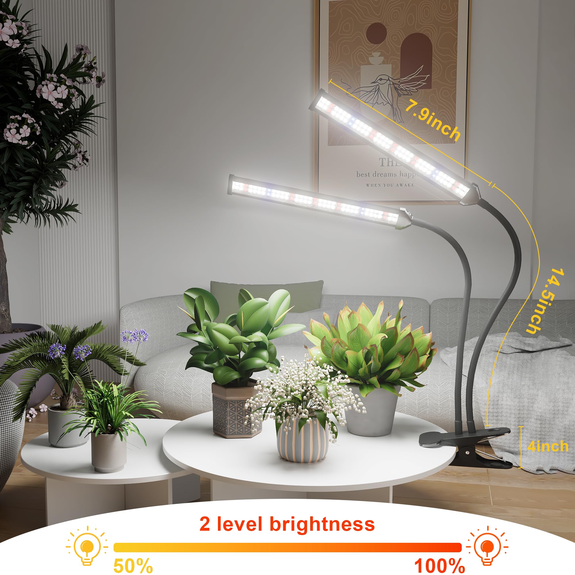 GooingTop LED Grow Light showing timer and adjustable settings