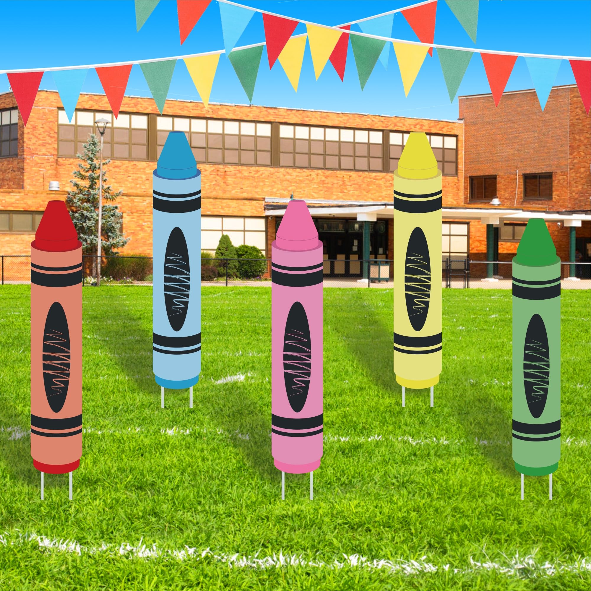 Goolife 31.5 Inch Back to School Crayon Yard Sign front view