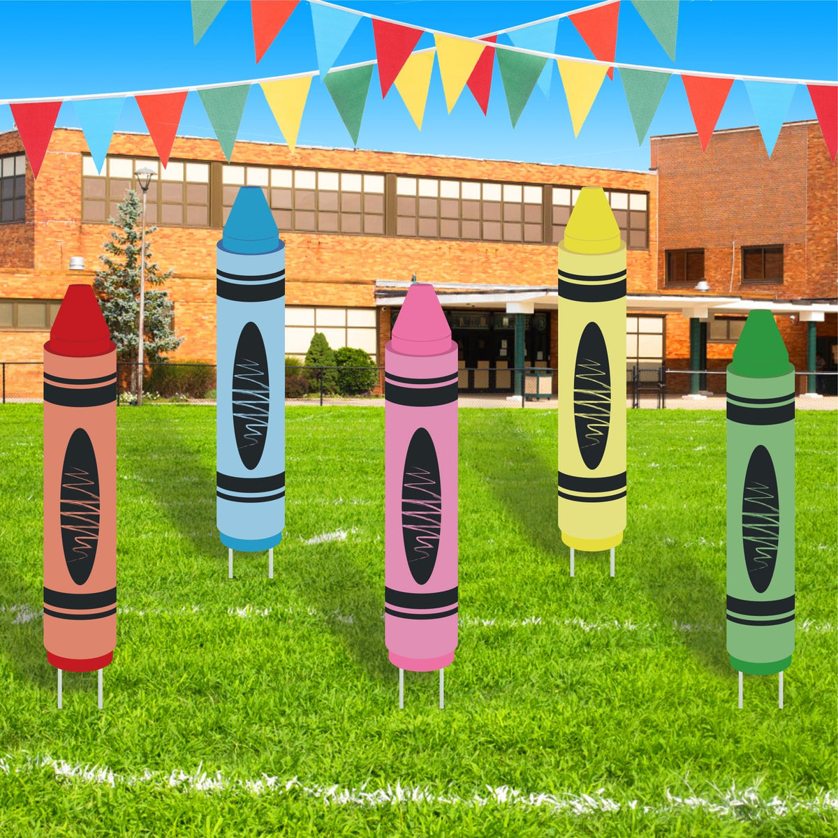 Goolife 31.5 Inch Back to School Crayon Yard Sign front view