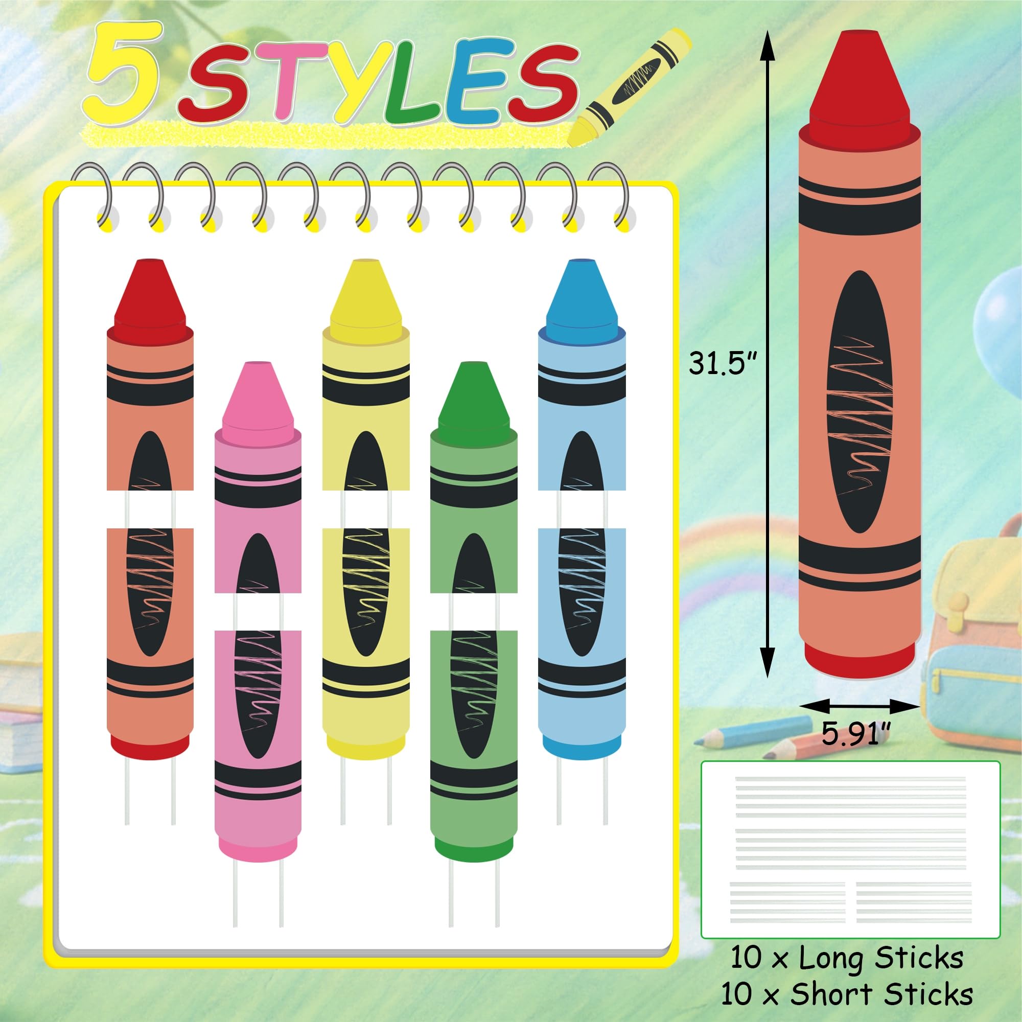 Goolife colorful crayon yard signs with stakes
