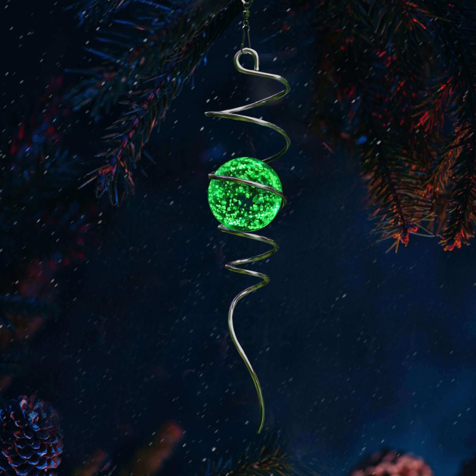 GOOLLYRUSIM Glow in The Dark Gazing Ball Spiral front view