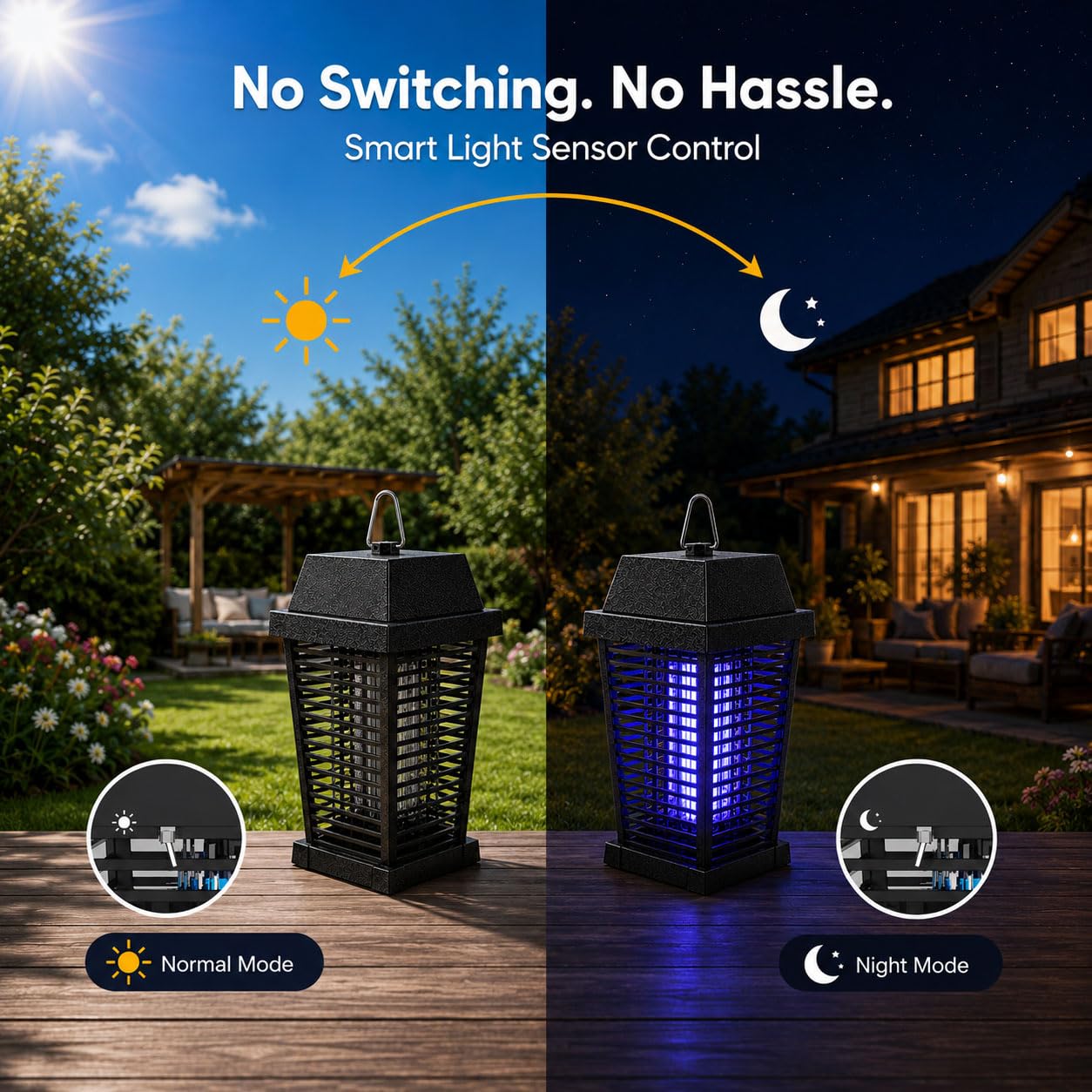 GooQand Solar Bug Zapper 4500V dimensions displayed