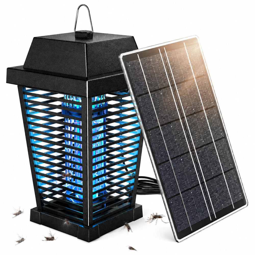 GooQand Solar Bug Zapper 4500V front view with solar panel