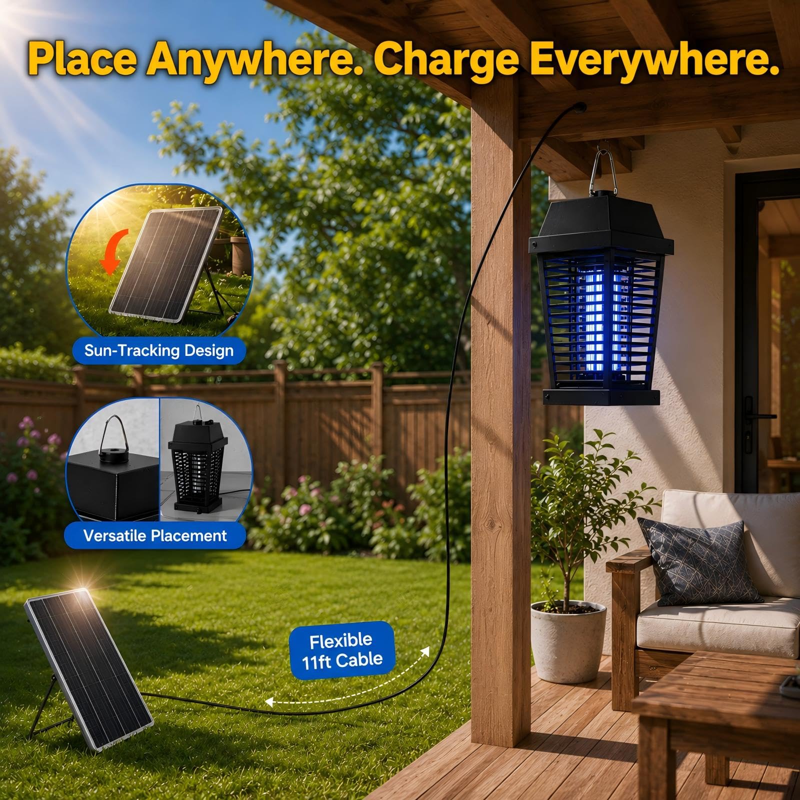 GooQand Solar Bug Zapper 4500V included cleaning tool