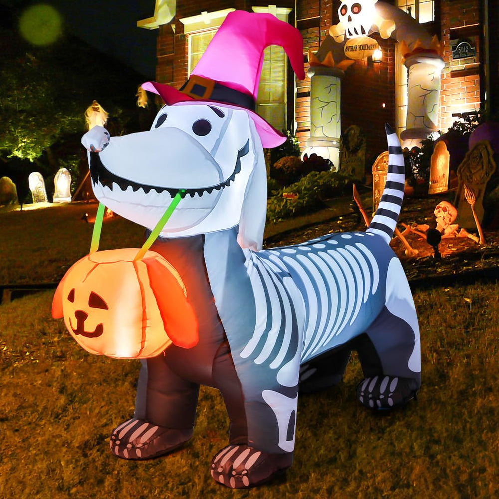 GOOSH 5 FT Halloween Skeleton Puppy inflatable setup process