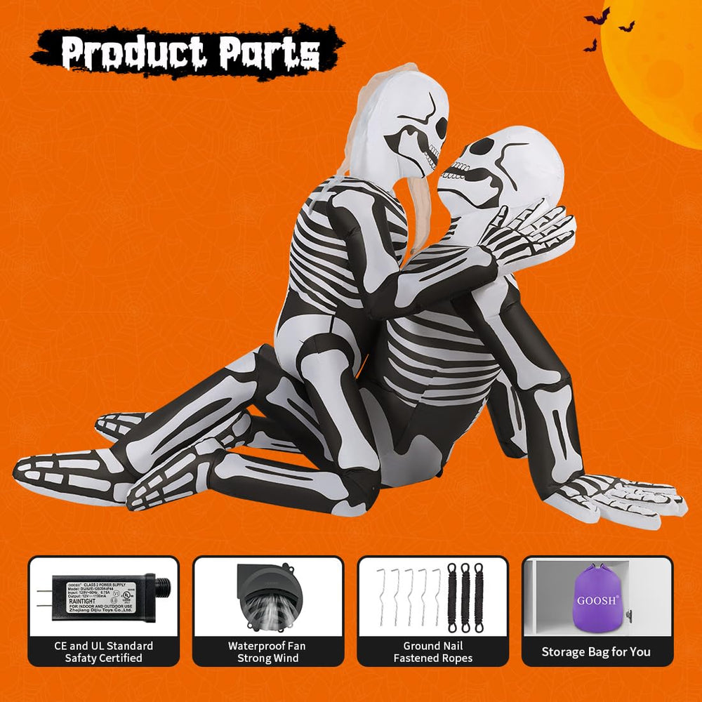 GOOSH 6.5 FT skeleton couple inflatable set up in yard