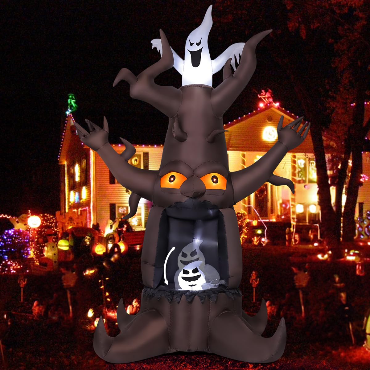 GOOSH 9 FT Halloween inflatable dead tree with LED lights front view