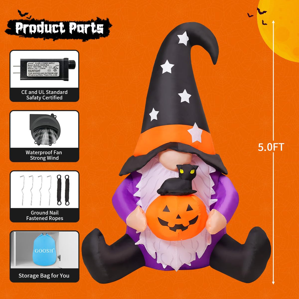 GOOSH Halloween gnome inflatable packed in storage bag