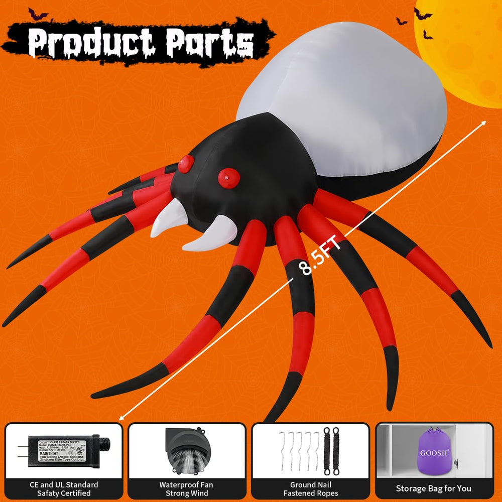 GOOSH Halloween inflatable spider packed in storage bag