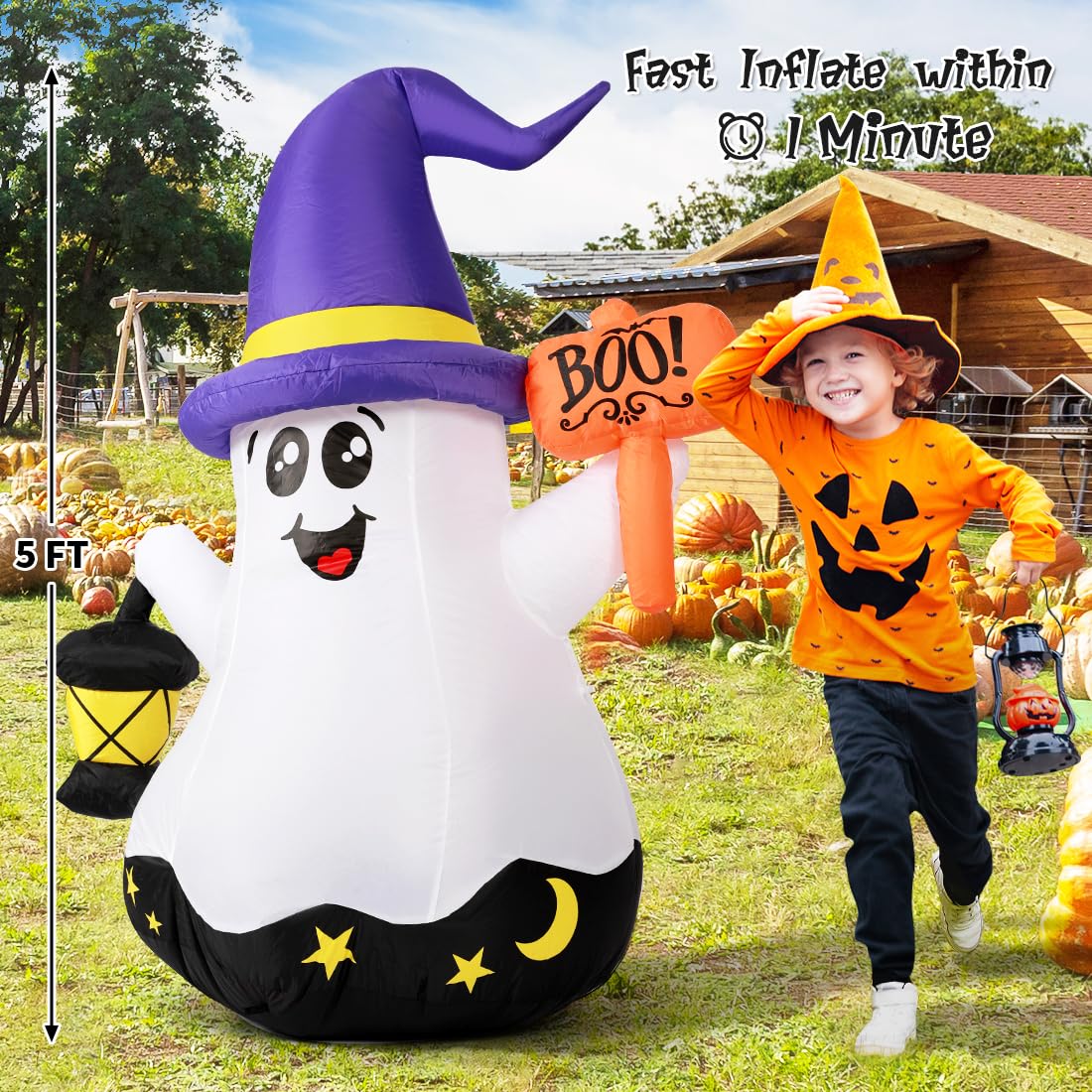 GOOSH Halloween Inflatable Wizard Ghost packaging details