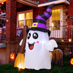 GOOSH inflatable ghost holding broom side view