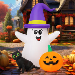 GOOSH inflatable ghost setup in garden during Halloween
