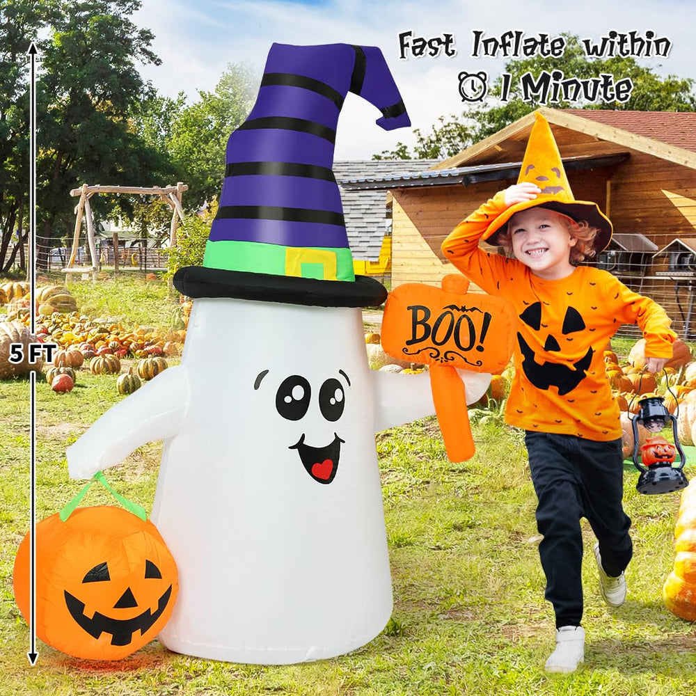 GOOSH inflatable ghost setup with securing ropes and sandbag